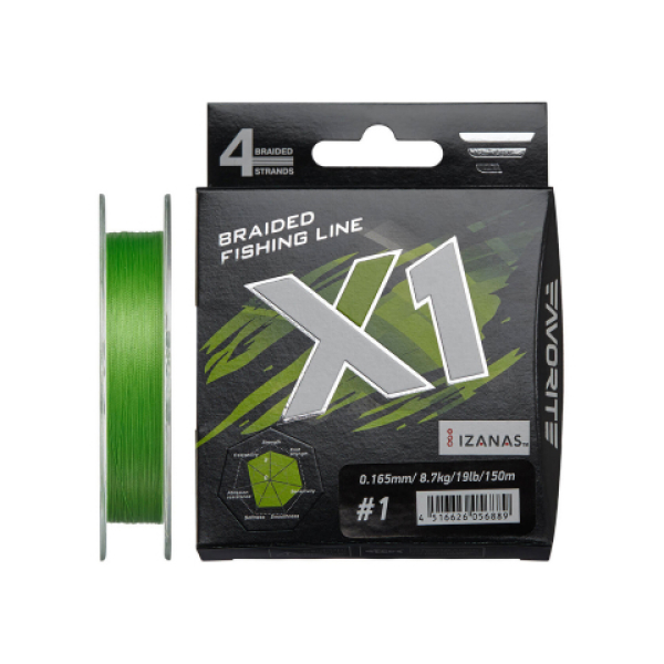 Шнур X1 PE 4x 150m (light green) - Favorite - Леска