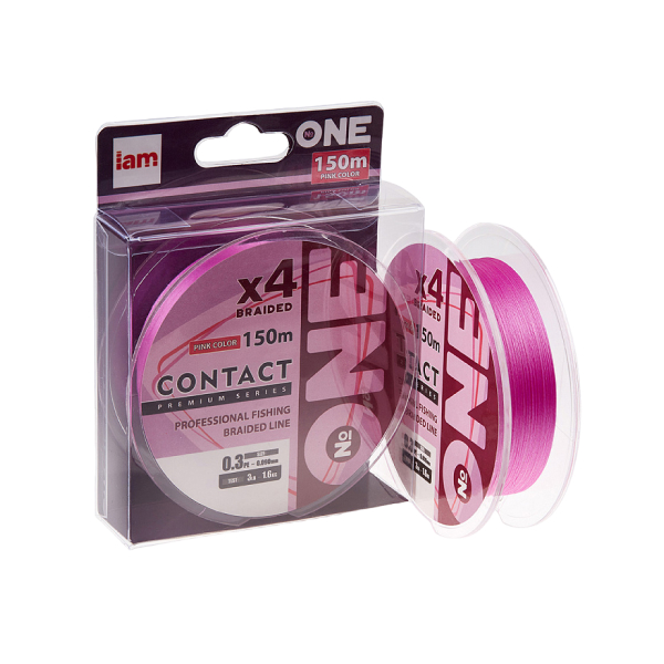 Плетеная леска №ONE Contact X4-150 (pink) - Iam - Леска